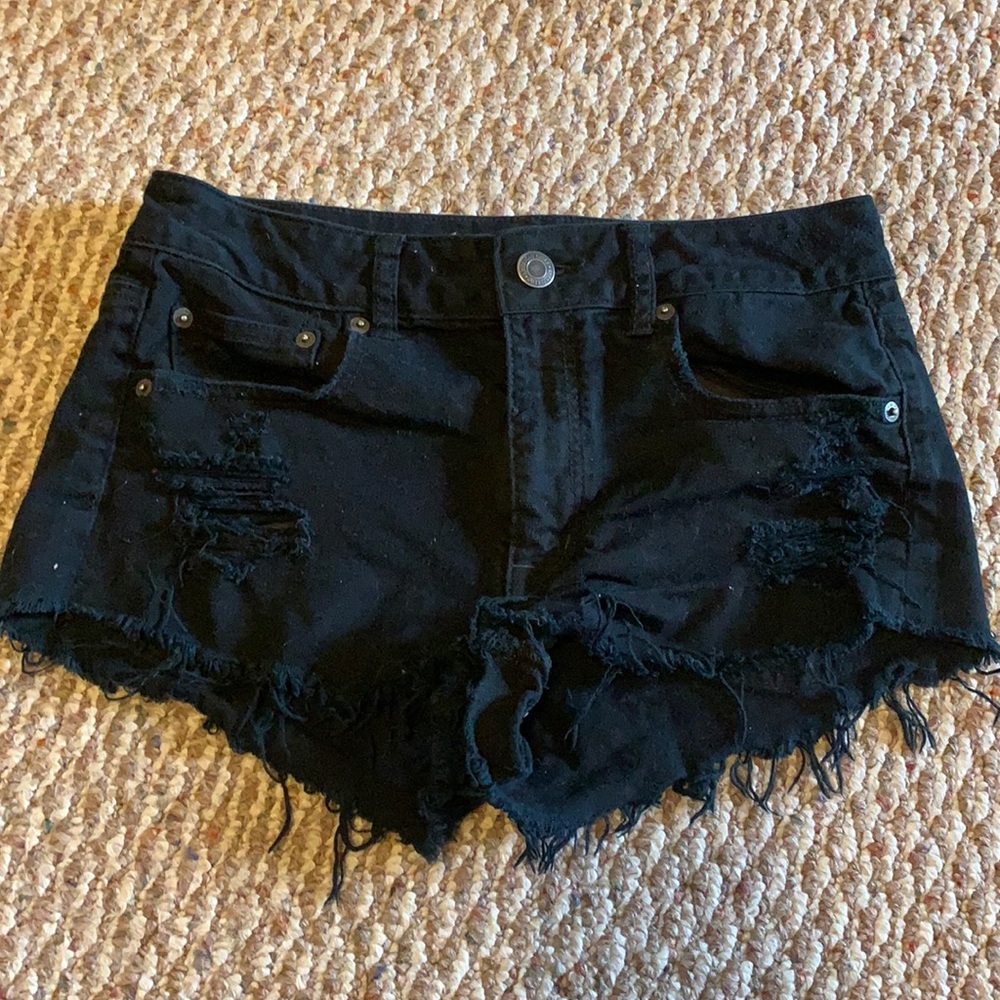 American Eagle black denim shorts